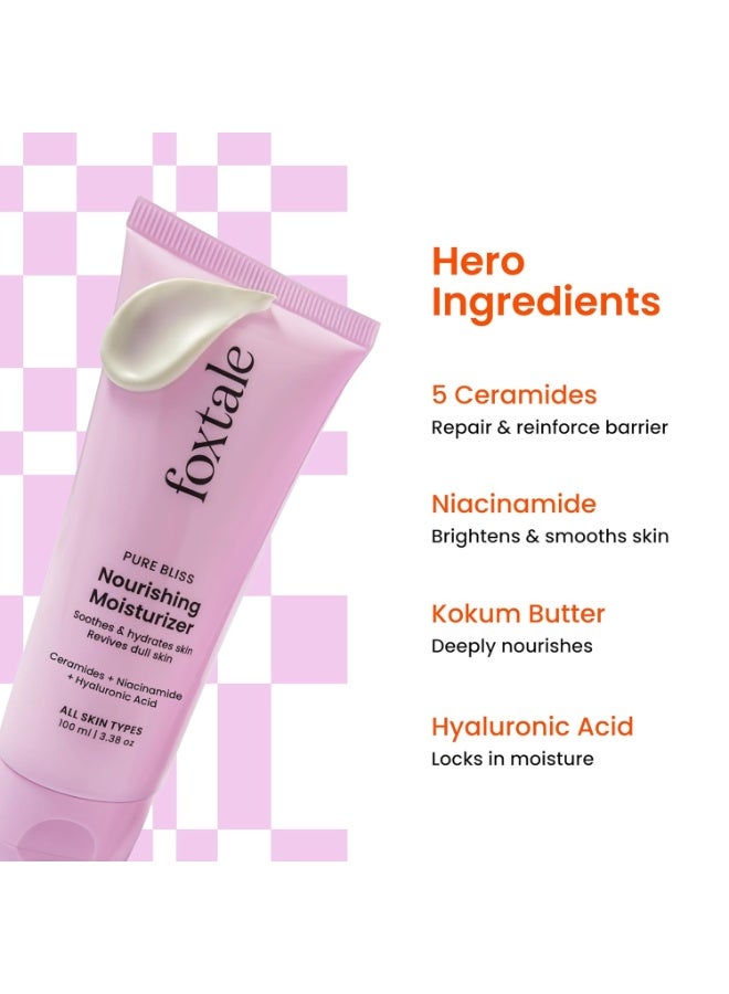 Foxtale Nourishing Ceramide Face Moisturizer with Niacinamide for 100 Hr Hydration, Lightweight & Non-Sticky, For Soft & Glowing Skin, Men & Women, All Skin Types, 100 ml - Image 2
